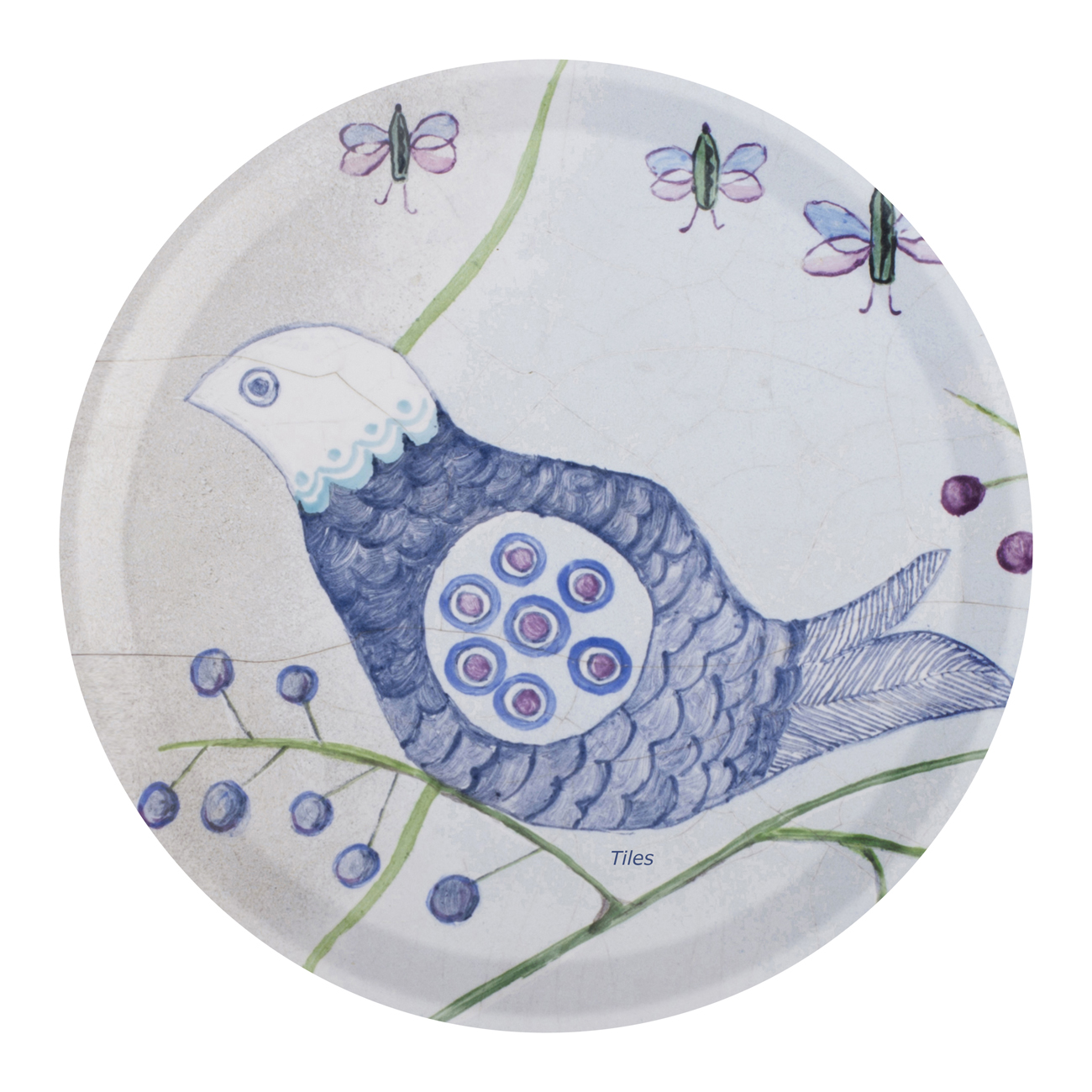 FROQE - TRAY_PLATE_WV - SKU_TRA258REM25 - Remembrance_Tiles-Dove - round_25cm_9.84in - TRADITION by Forbicon - Sweden
