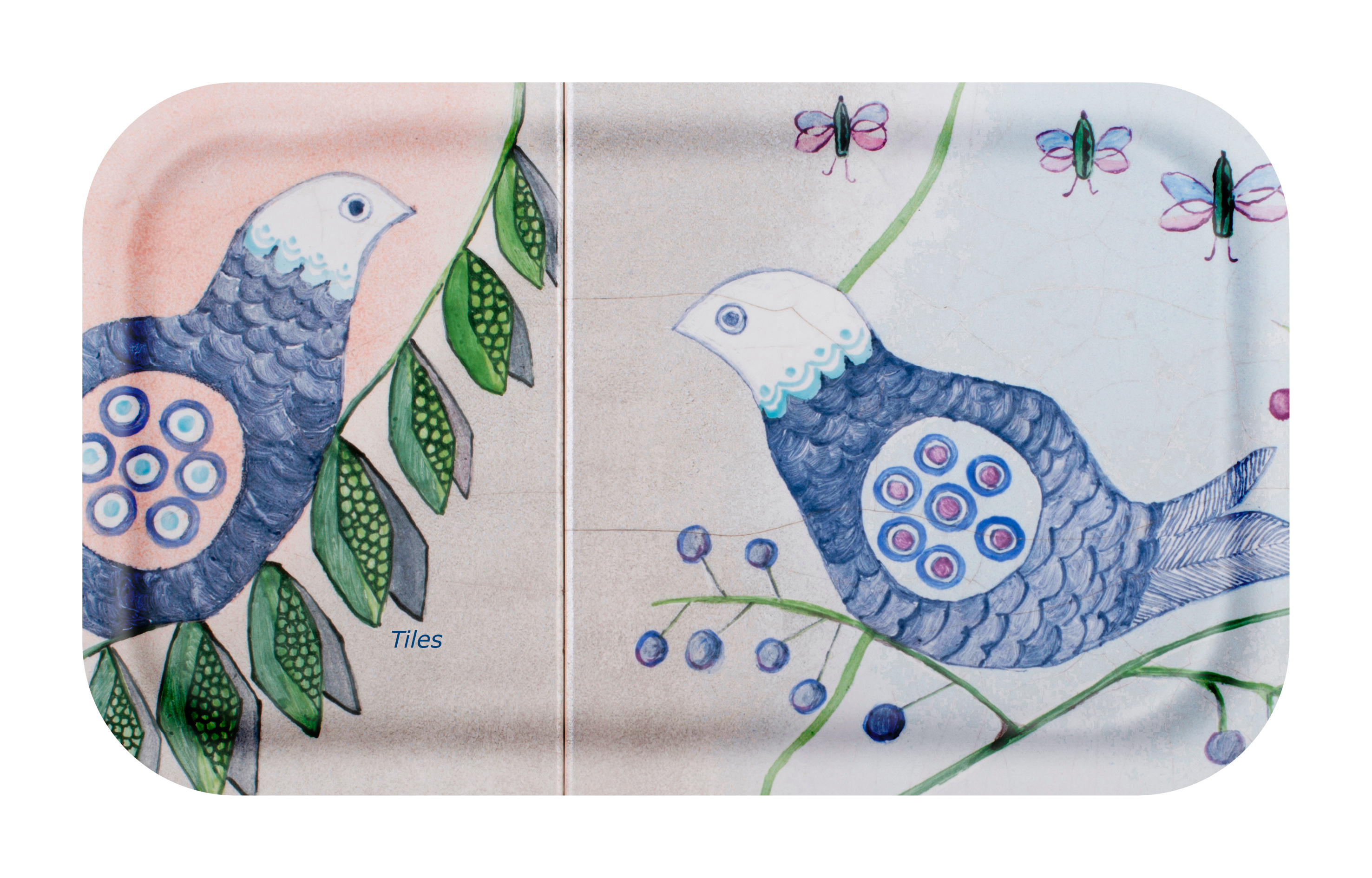 FROQE - TRAY/PLATE WV - SKU_TRA1342REM2213 - Remembrance_Tiles-Doves - 22x13cm_8.66x5.12in - TRADITION by Forbicon - Sweden